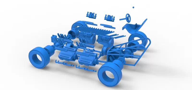 Vintage AWD Dragster Base Version 2 Scale 1:25 - Model preview 24