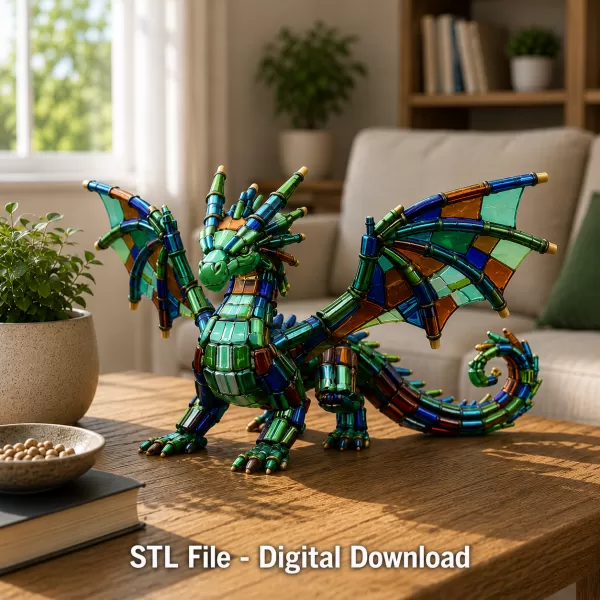 Stained Glass Dragon STL File for 3D Print - Model preview 3