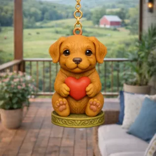 Cute Puppy Pendant — Heart Holding Figurine - Model thumbnail 6