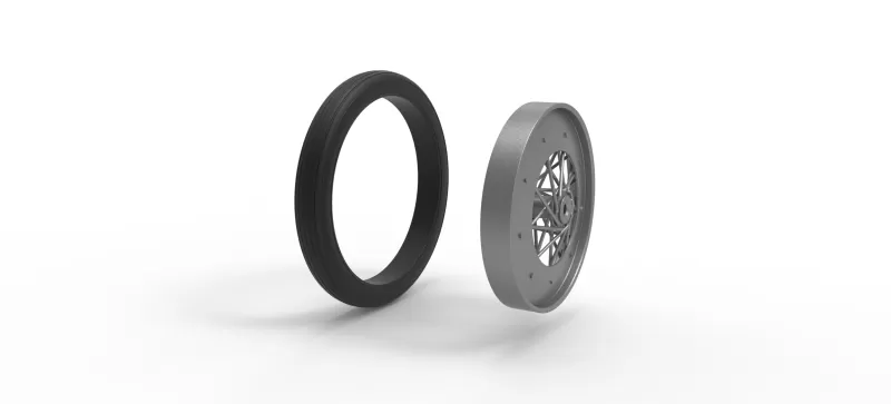 Front wire wheel of vintage dragster Version 3 Scale 1:25 - Model preview 12