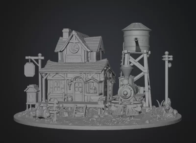 Pinewood Junction Railway Station STL File for 3D Print - Model preview 10