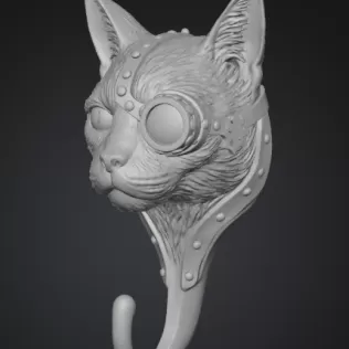 Steampunk Cat Head Wall Hook (for 3D print) - Model thumbnail 3