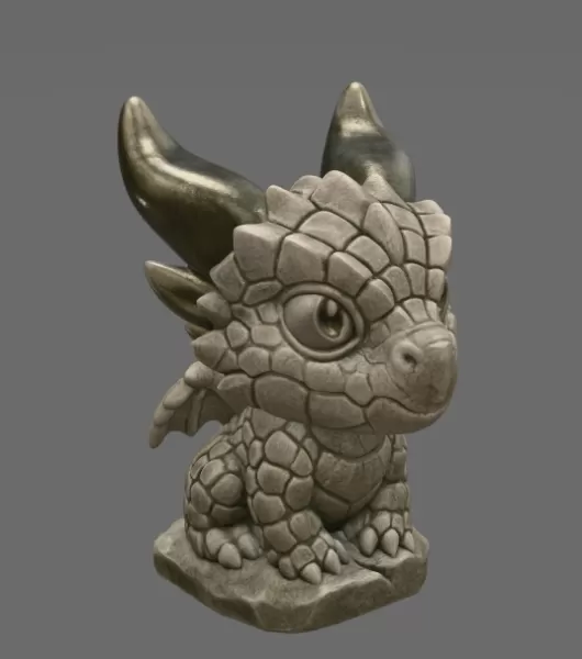 Baby Stone Dragon STL File 3D Printable Fantasy Dragon Figurine - Model preview 6