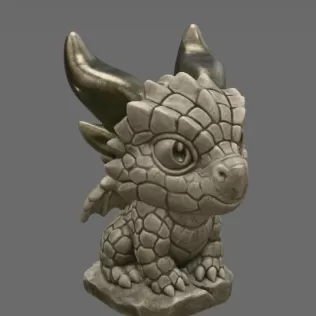 Baby Stone Dragon STL File 3D Printable Fantasy Dragon Figurine - Model thumbnail 6