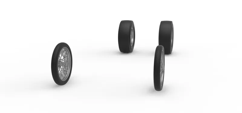 Wheel Set of Vintage Front engine dragster V8 Scale 1:25 - Model preview 3