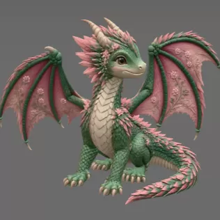 Blossom Meadow Dragon STL File for 3D Print - Model thumbnail 7