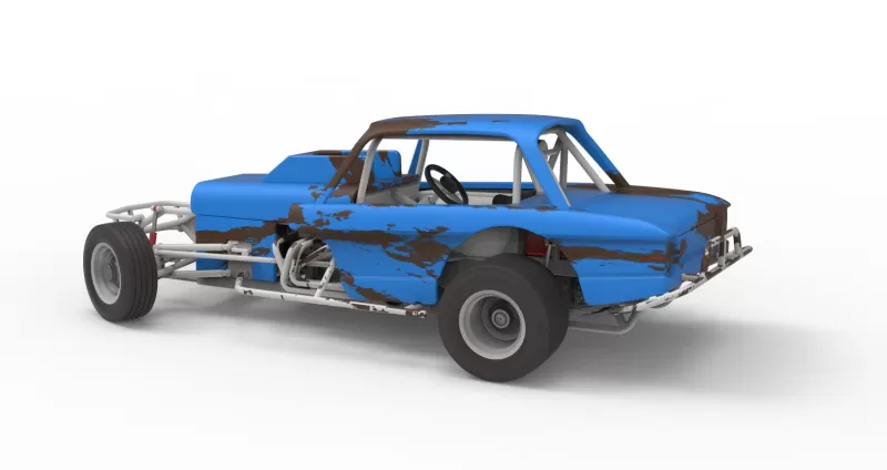Vintage Dirt Modified stock car V10 while turning Scale 1:25 - Model preview 12