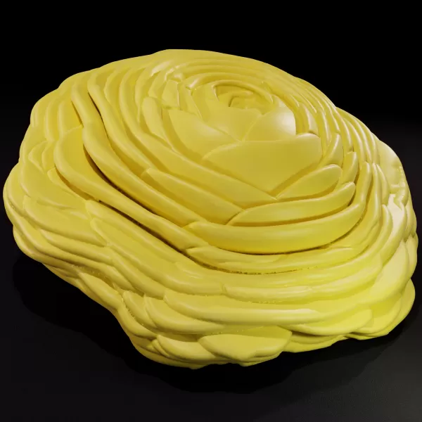 Ranunculus Flower 3D Printable Model - Model preview 2