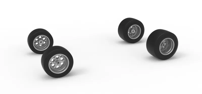 Wheel Set of Experimental Pavement Silver Crown Car Scale 1:25 - Model preview 1