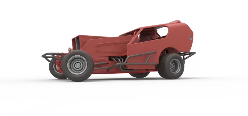 Vintage Dirt Modified stock car Version 4 while turning 1:25 - Model preview 2