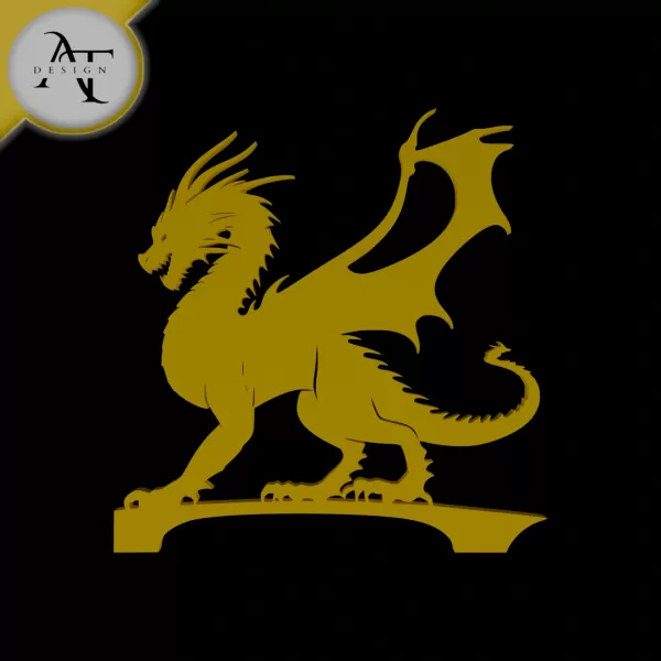 Dragon - Silhouette - 2D Wall Art Decor - Model preview 1