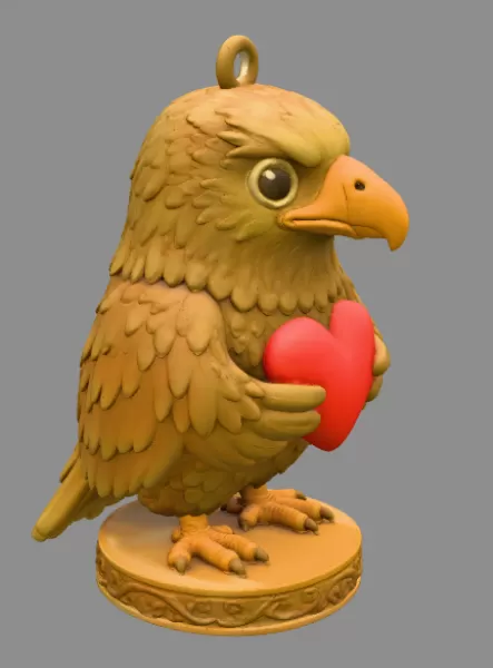 Cute Eagle with Heart – 3D Printable STL File - Model preview 6