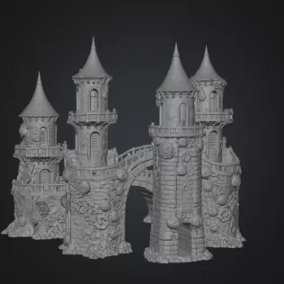 Enchanted Rose Castle Bridge Cottage STL File for 3D Printing - Model thumbnail 10