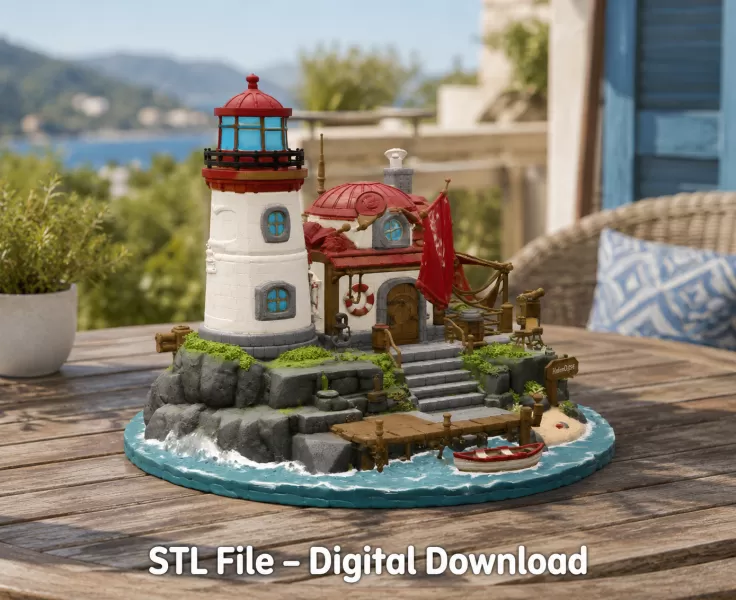 🌊 Lighthouse Harbor House STL File for 3D Print - Model preview 2
