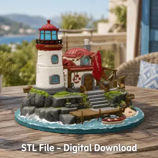 🌊 Lighthouse Harbor House STL File for 3D Print - Model thumbnail 2