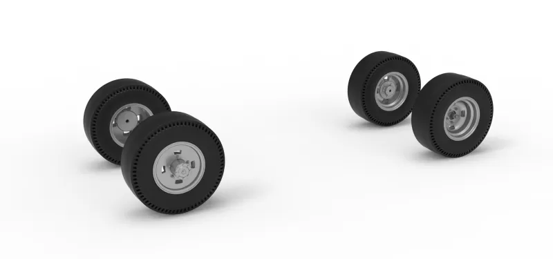 Wheel Set of Vintage AWD dragster Scale 1:25 - Model preview 2