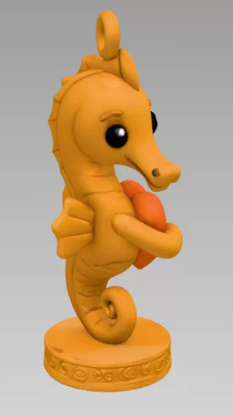 Cute Seahorse with Heart – 3D Printable STL File - Model preview 6