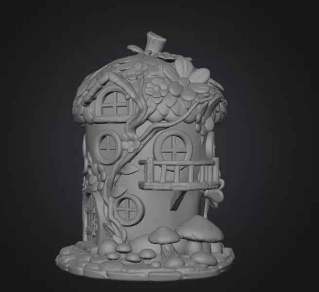 Whimsical Fairy Garden Cottage STL File 3D Printable - Model preview 8
