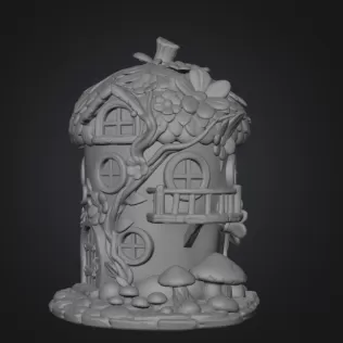 Whimsical Fairy Garden Cottage STL File 3D Printable - Model thumbnail 8