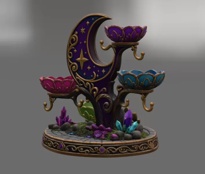 Celestial Moon Jewelry & Key Organizer STL File for 3D Print - Model preview 9