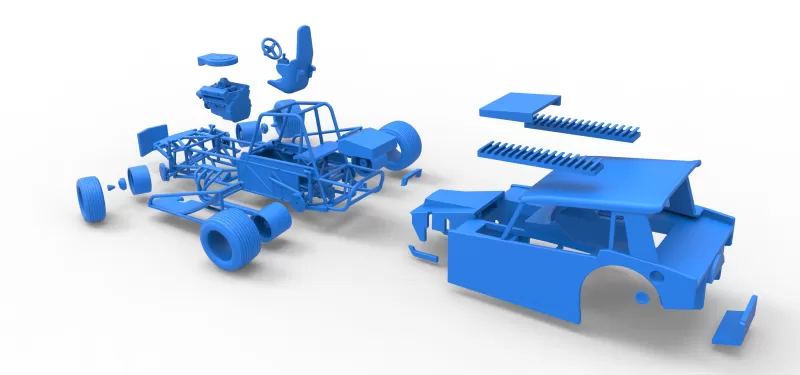 Vintage Dirt Modified stock car V6 while turning Scale 1:25 - Model preview 30