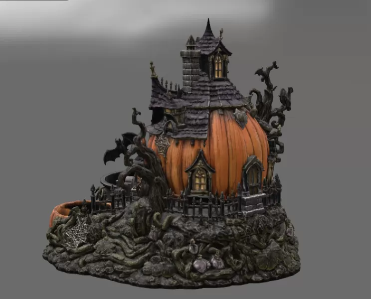 Haunted Pumpkin House Organizer STL File for 3D Print - Model preview 10