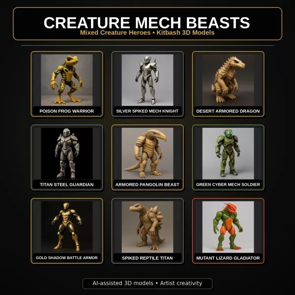Creature Mech Beasts Kitbash High-Poly 3D Model Pack - Model preview 1