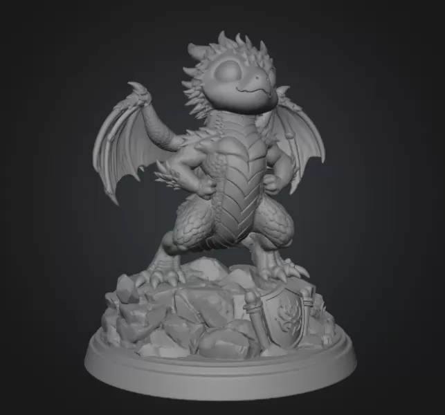 Brave Guardian Dragon STL File for 3D Printing - Model preview 11