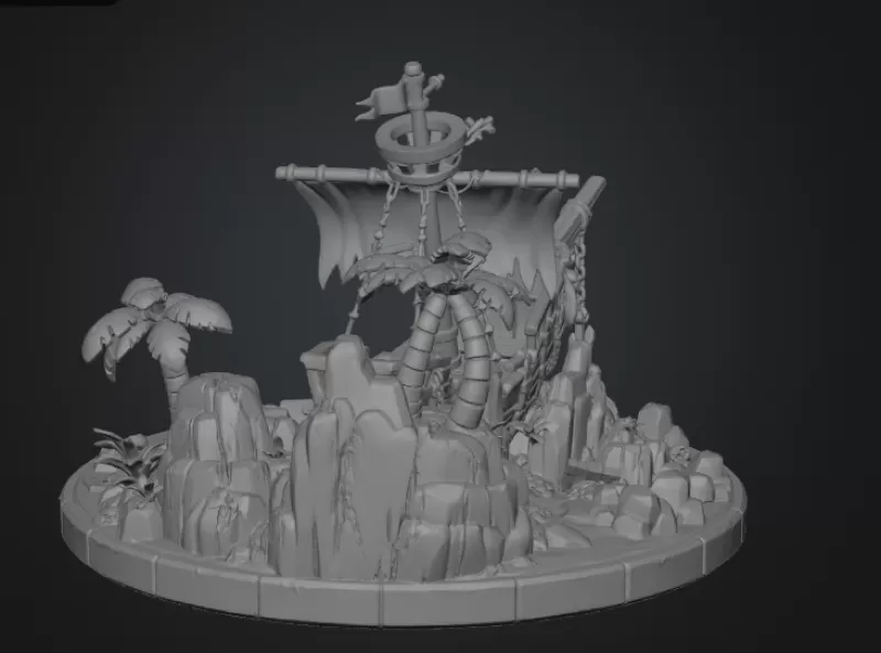 Pirate Treasure Island Shipwreck STL File for 3D Print - Model preview 14