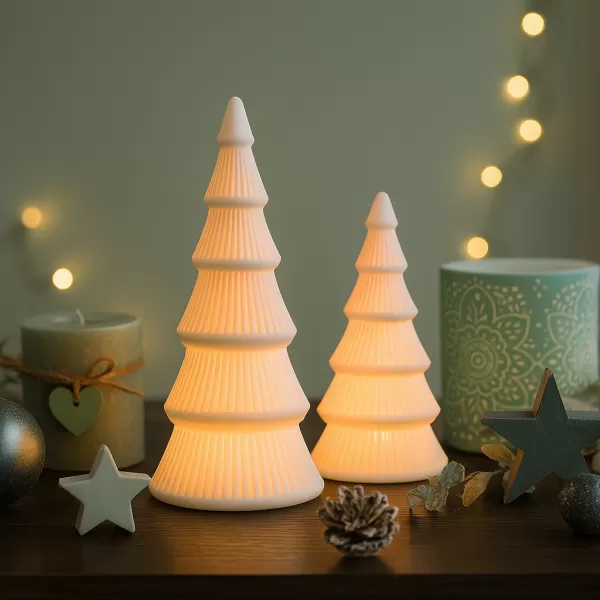 Christmas Tree Candle Holder Set | 2 pcs LED Holiday Decoration - Model preview 1