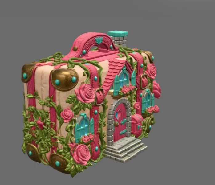 Fantasy Suitcase House STL File for 3D Print - Model preview 7