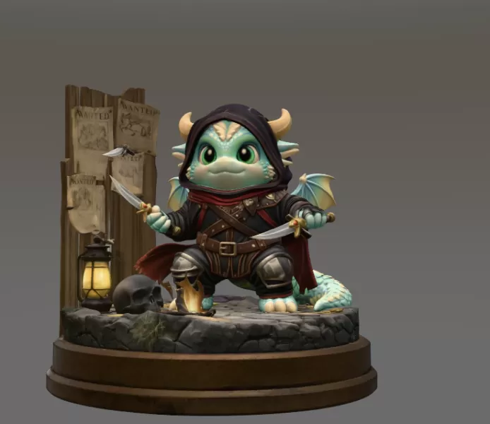 Fantasy Assassin Dragon STL File for 3D Printing - Model preview 1