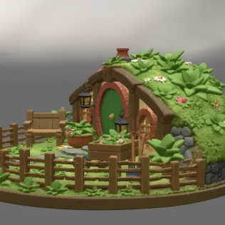 Cozy Hobbit Garden Cottage STL File for 3D Print - Model thumbnail 8