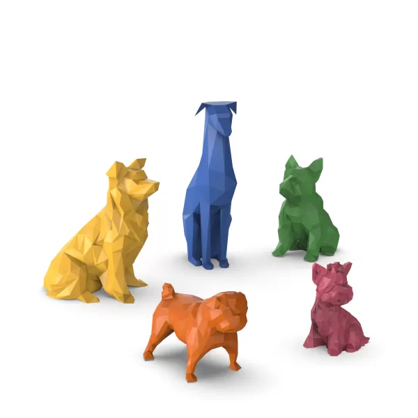 3D Low Polygonal Dog Set, French Bulldog; Doberman; Collie; Pug; - Model preview 4