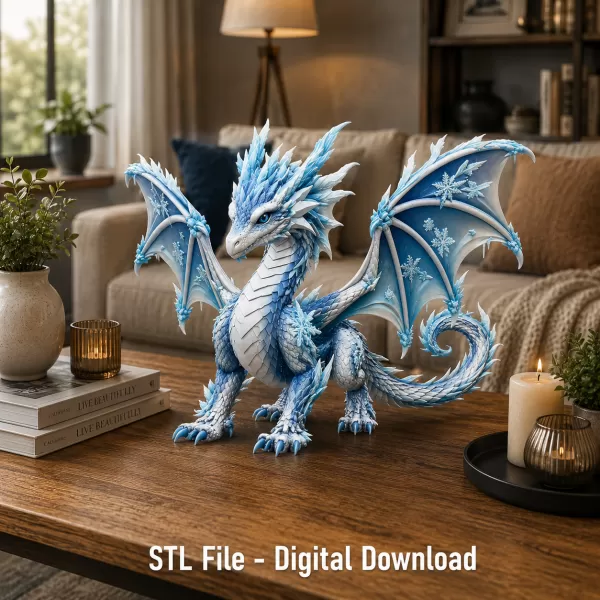 Winter Frost Dragon STL File for 3D Print - Model preview 1