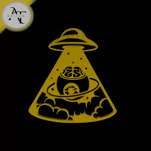 UFO - Silhouette - 2D Wall Art Decor - Model preview 1
