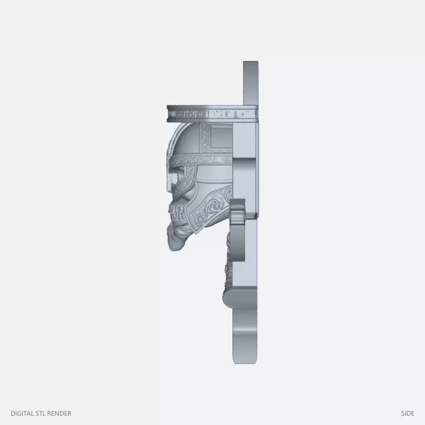 Skull and Sword Shelf-Shaped Ornament - STL - Model preview 3