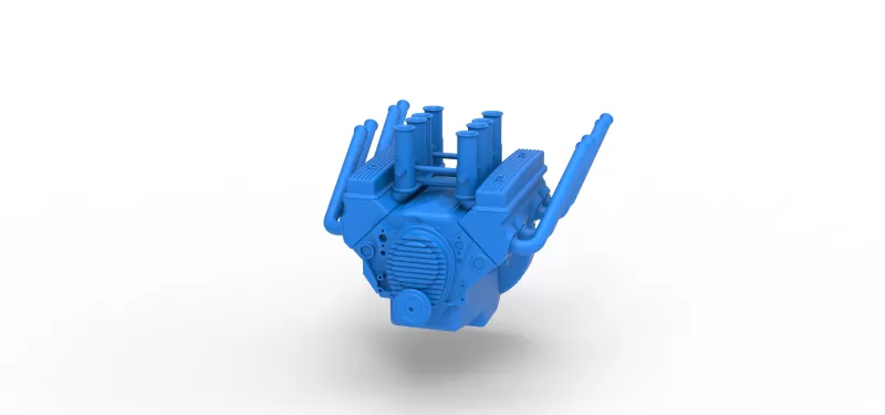 Engine V8 for vintage dragster Version 10 Scale 1:25 - Model preview 4