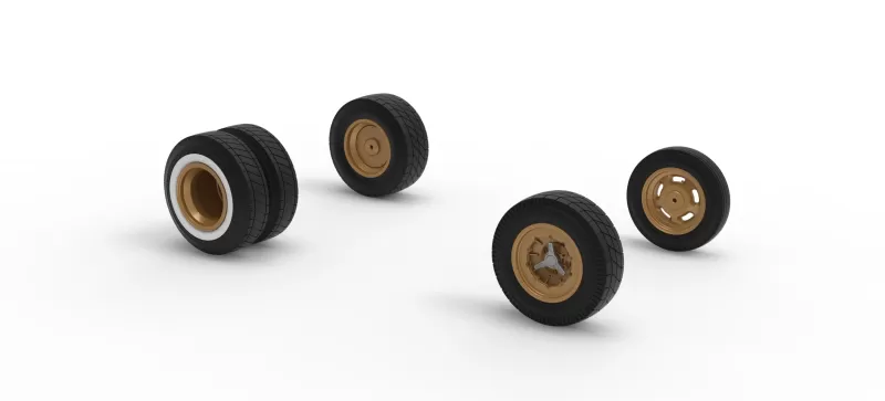 Wheel Set of Vintage Dirt Supermodified stock car V2 Scale 1:25 - Model preview 11