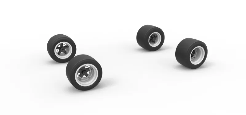 Wheel set of Asphalt Supermodified stock car V2 Scale 1:25 - Model preview 1