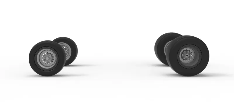 Wheel Set of Vintage Pavement Silver Crown Car Scale 1:25 - Model preview 4