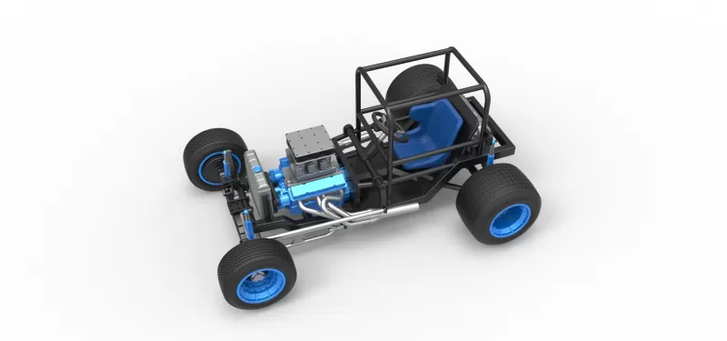 Vintage Dirt Supermodified stock car Base Scale 1:25 - Model preview 4