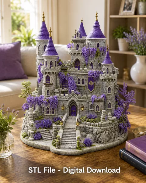 Lavender Bloom Castle STL File for 3D Print - Model preview 4