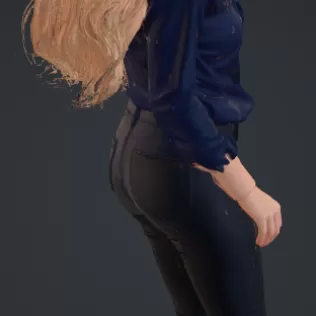 Frau in engen Hosen,lachend,knie nicht ganz durch gedrückt - Model thumbnail 2