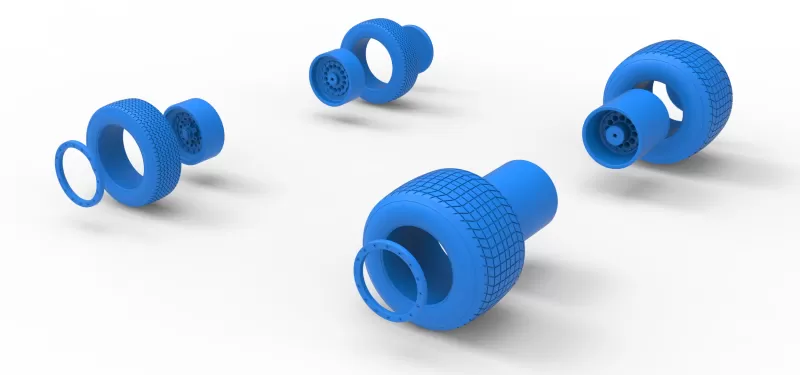 Wheel Set of Vintage Dirt Silver Crown Car Scale 1:25 - Model preview 14