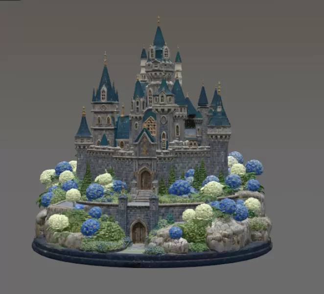 🏰 Enchanted Blue Castle STL File for 3D Print - Model preview 5