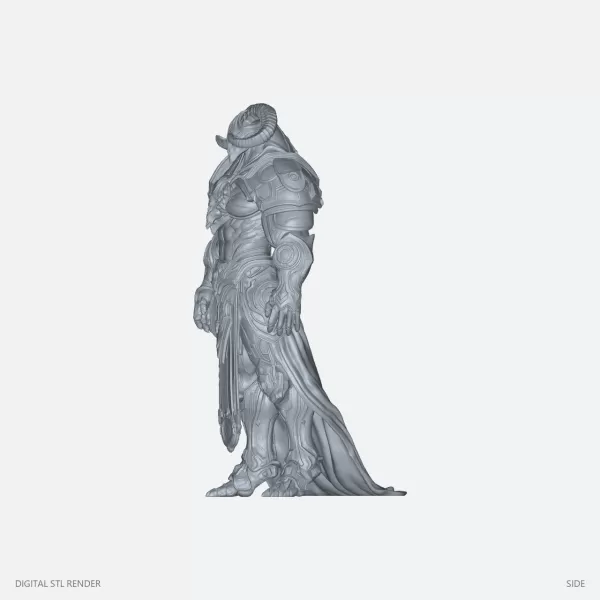 Ram-Horned Armored Knight Statue - STL - Model preview 3