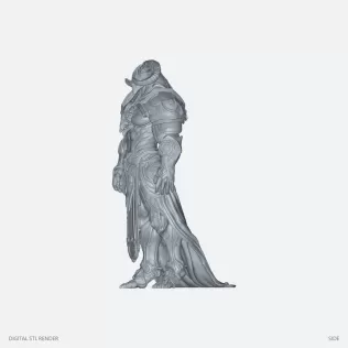 Ram-Horned Armored Knight Statue - STL - Model thumbnail 3