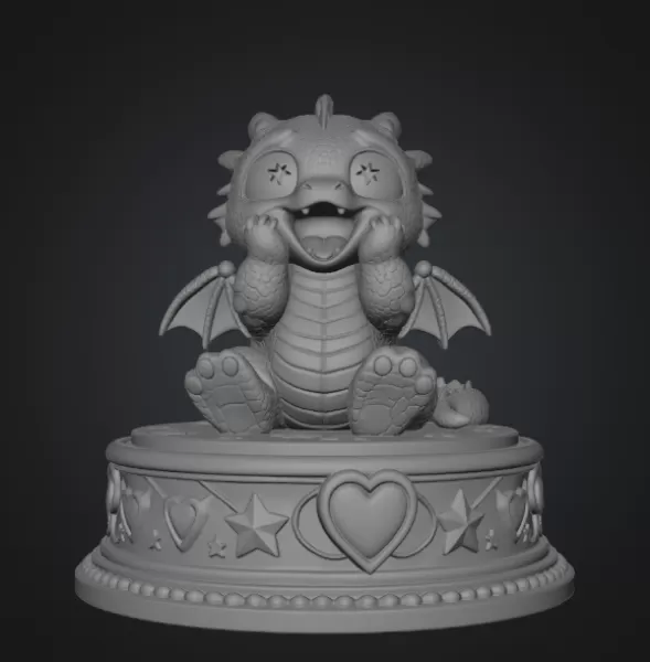Excited Baby Dragon STL File for 3D Printing - Model preview 11