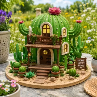 Cactus Cottage House STL File for 3D Print - Model thumbnail 2